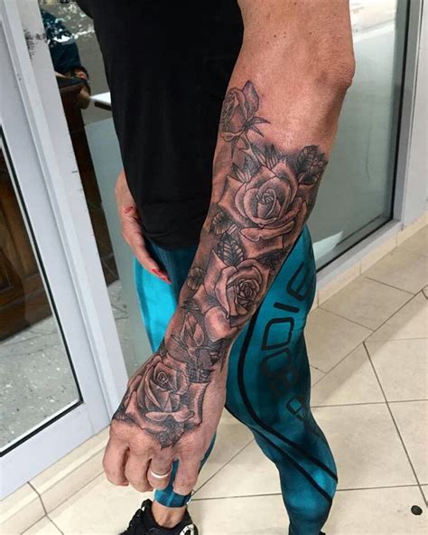 Forearm Rose Tattoos For Men