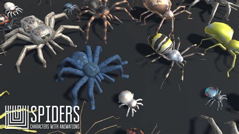 D Model Spiders Characters With Animations Vr Ar Low Poly Rigged