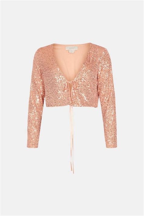 Jackets And Coats Tie Front Sequin Jacket Coast