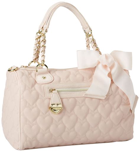 Betsey Johnson Mine Yours Blush Pink Quilted Hearts Love Satchel