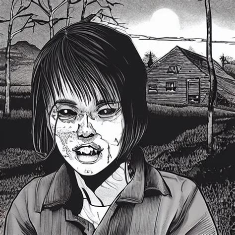 Poster Portrait Of A Zombie Outside A Cabin In The Stable Diffusion