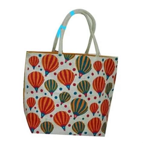 Printed Loop Handle Jute Shopping Bag Size 16 X 14 Inch At Rs 65 Bag