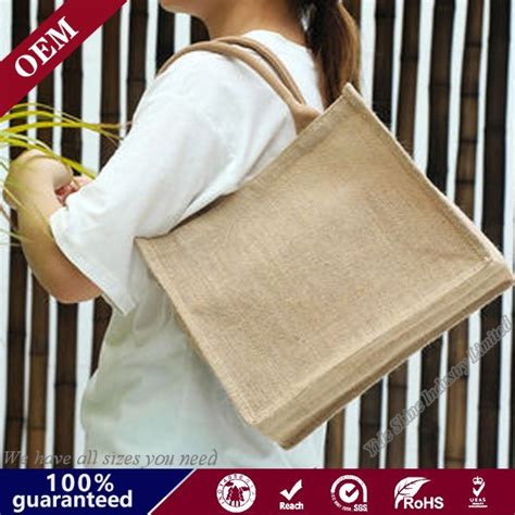 Custom Logo Natural Eco Friendly Burlap Grocery Tote Jute Bag Shopping