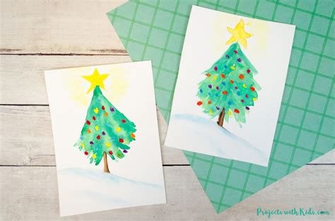 How to Paint an Easy Watercolor Christmas Tree - Projects with Kids