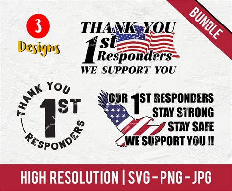 Thank You First Responders SVG Thank You for Your Service | Etsy