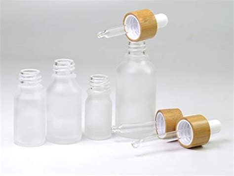 4 Pack Frosted Glass Dropper Bottlesessential Oil Bottles With Eye Dropper And Bamboo Lids