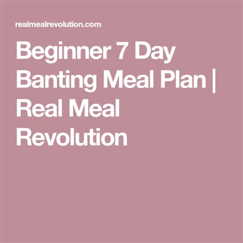 Beginner Day Banting Meal Plan Real Meal Revolution Lchf Recipes