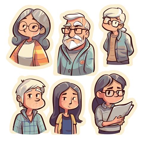 Animated Cartoon Illustration Characters Young Woman Elderly Man Vector Clipart, Judging ...