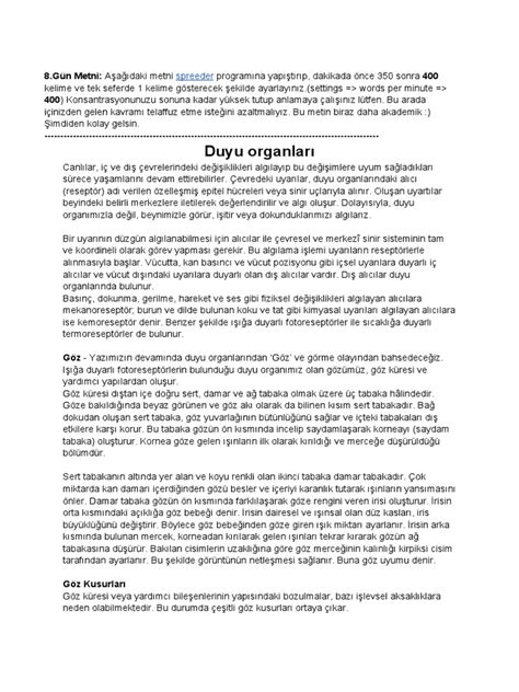 8 G N Duyu Organlar G Z G Z Kusurlar Pdf