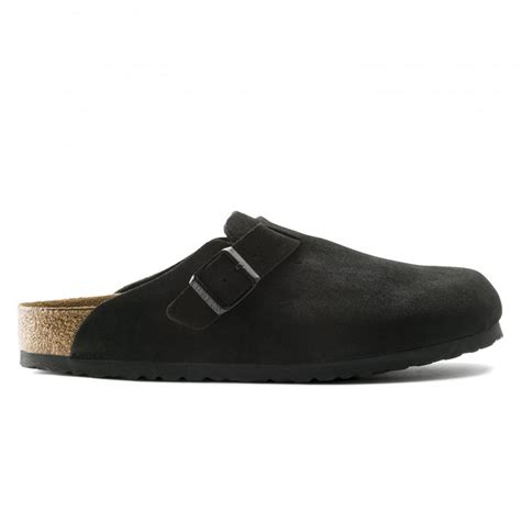 Birkenstock Boston Soft Footbed Suede Leather Regular Fit Black