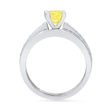 Clara Pucci K White Gold Round Cut Ct Simulated Yellow Diamond