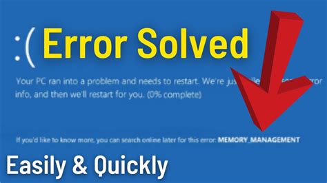 How To Fix Memory Management Error In Windows 10 8 7 Fix Memory Management Blue Screen Error