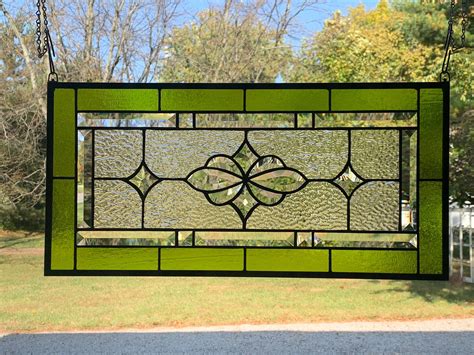 This Beautiful Stained Glass Window Is Made With A Striking Chartreuse Green Glass The Center