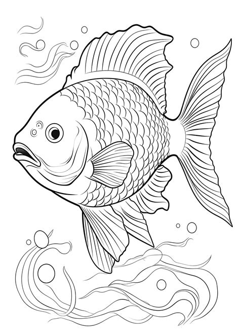 Premium Photo | Fish Coloring Page Fish Line Art coloring page Fish ...