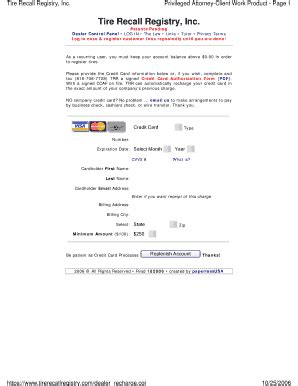Fillable Online Tire Recall Registry Inc Fax Email Print PdfFiller