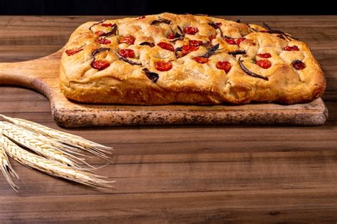 Premium Photo Traditional Italian Focaccia With Cherry Tomatoes