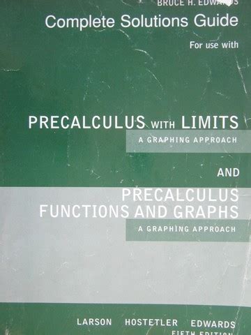 Precalculus With Limits Th Edition Complete Solutions Guide P