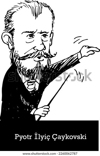 Pyotr Ilyich Tchaikovsky Vector Portrait Ink Stock Vector Royalty Free