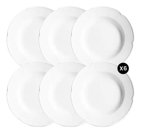 Plato Hondo Porcelana Blanca Verbano Línea Provenza X6