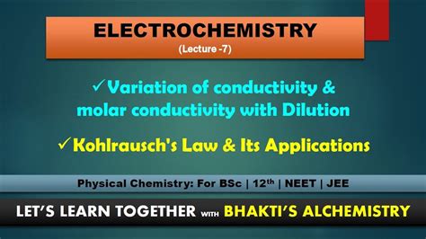 Electrochemistry L Variation Of Conductivity Molar Condt With