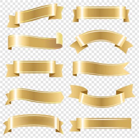 Premium Vector Golden Ribbons Set Isolated Transparent Background