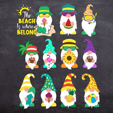 Summer Gnomes Bundle SVG Beach Gnome Svg Tropical Gnomes Etsy