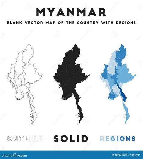 Myanmar Map Cartoon Vector Cartoondealer