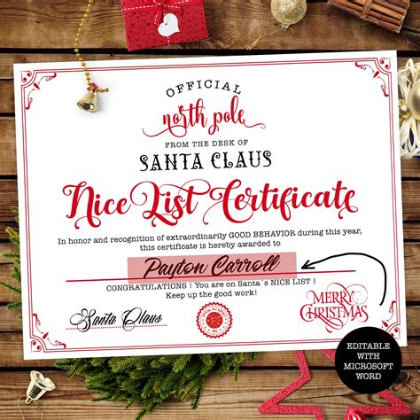 Editable Santa Letter And Nice List Certificate Instant Etsy