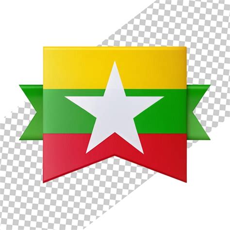 Myanmar Flag Round Shape Premium Ai Generated Psd