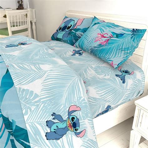 Lilo And Stitch Blue Floral Fun Bed Sheet Set