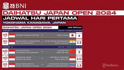 Jadwal Japan Open Selasa Agustus Ginting Vs Yushi Tanaka Leo