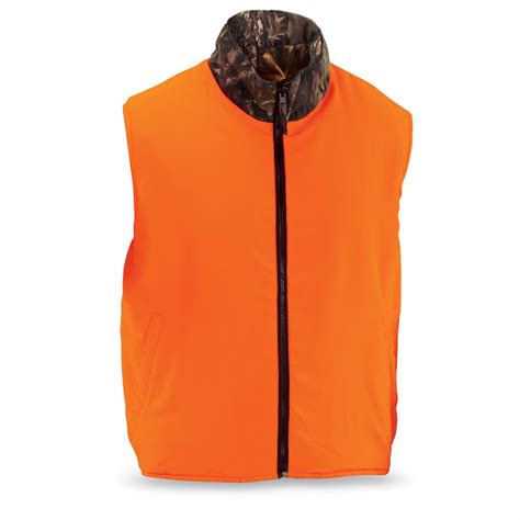 Reversible Mens Insulated Vest 640777 Blaze Orange And Blaze Camo At