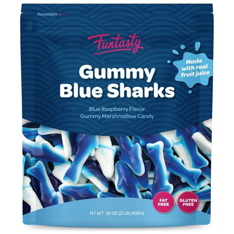 Blue Sharks Gummy Candy Blue Raspberry Flavor 2 Pound Bag 44 Off