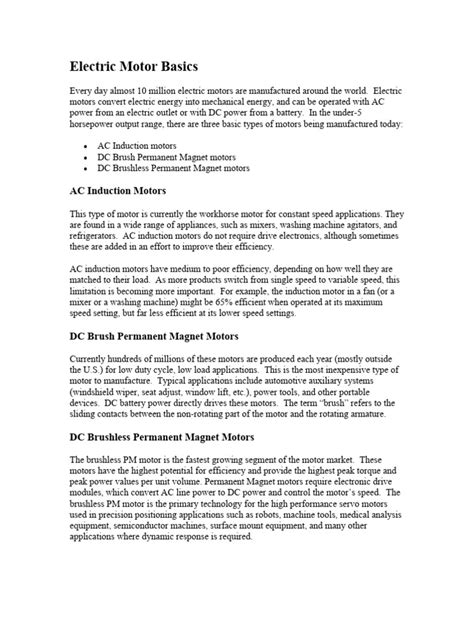 Electric Motor Basics | PDF | Electric Motor | Mechanical Engineering