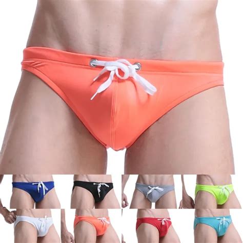 SLIP BIKINI SEXY Con Cordini Vita Bassa Per Costumi Da Bagno Uomo Tinta