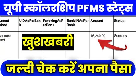 Up Scholarship Pfms Payment Instalment Online Status खुशखबरी Pfms