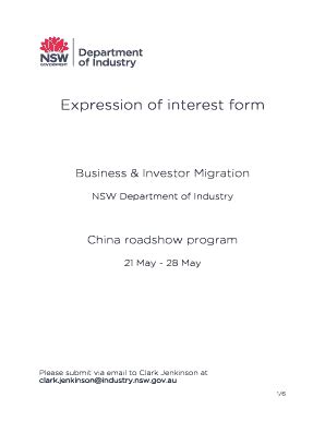 Fillable Online Expression Of Interest Form Industry Nsw Gov Au Fax