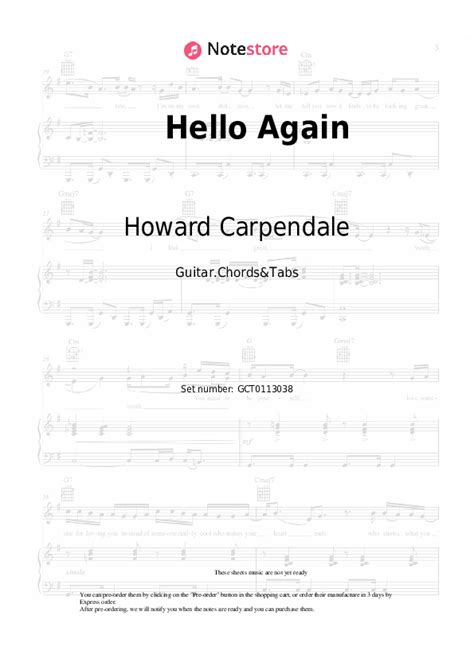 Hello Again chords and tabs Howard Carpendale in Note-Store.com ...