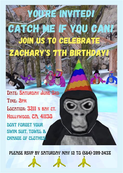 Gorilla Tag Birthday Invitation Etsy