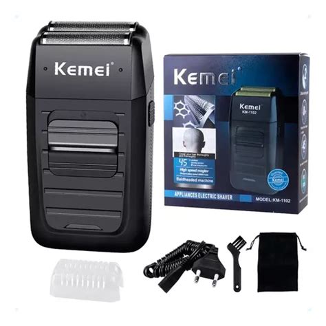 Rasuradora Kemei Barbeador Kemei Km 1102 Preto Maquina Shaver Negra