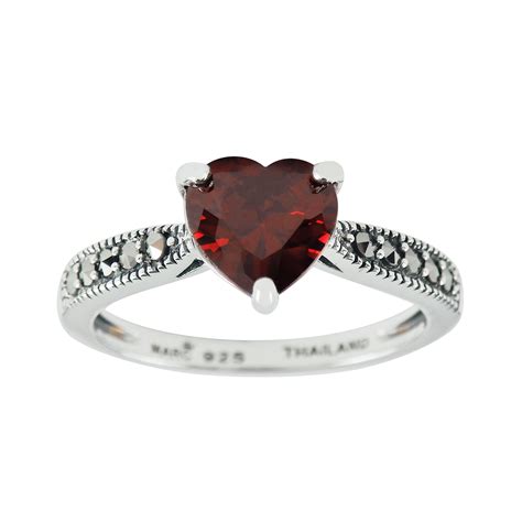 Marc Sterling Silver Ct Heart X Mm Garnet Cubic Zirconia