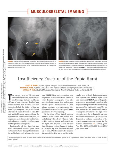 (PDF) Insufficiency Fracture of the Pubic Rami