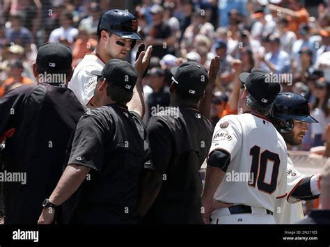 San Francisco Giants Andrew Susac Top Is Congratulated After Hitting