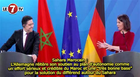 Sahara Marocain Lallemagne Réitère Son Soutien Au Plan Dautonomie