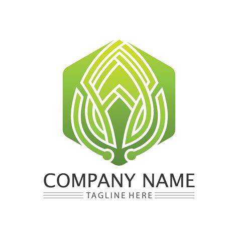 Eco Energy Vector Logo With Leaf Symbol Green Color With Flash Or