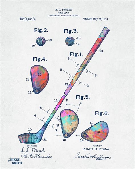 Colorful Golf Club Patent Digital Art By Nikki Marie Smith Pixels