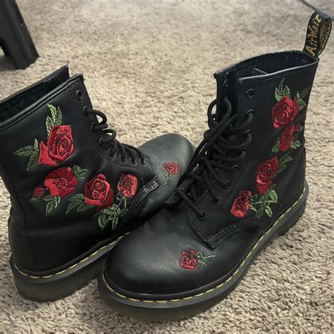 Doc Martens 1460 Vonda Floral Leather Lace Up Boots Depop