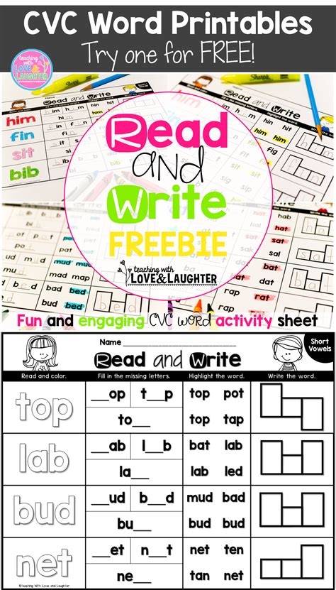 Cvc Word Practice Worksheets Printable And Enjoyable Learning