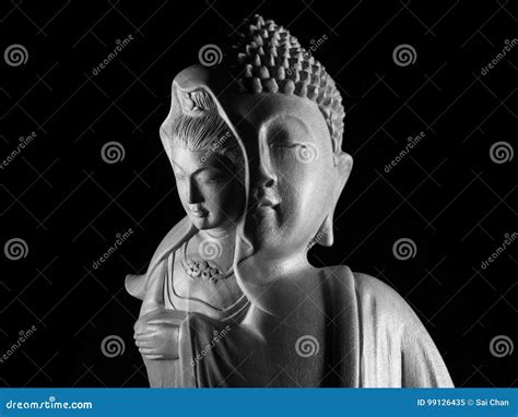 Escultura De Buda Y De Guan Yin Guanshiyin Del Bodhisattva De