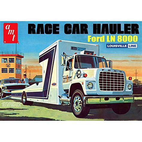 This Truck Model Kit Of A Ford LN 8000 Race Car Hauler Is Made By AMT